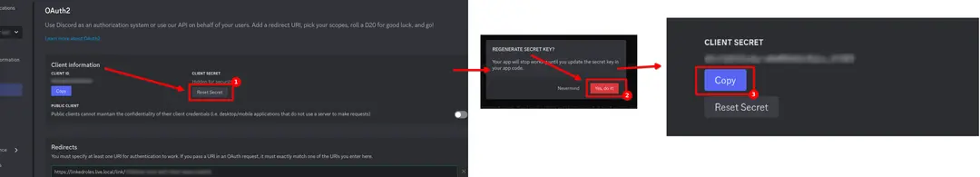 Dieser Screenshot zeigt, wie man das Client Secret kopiert